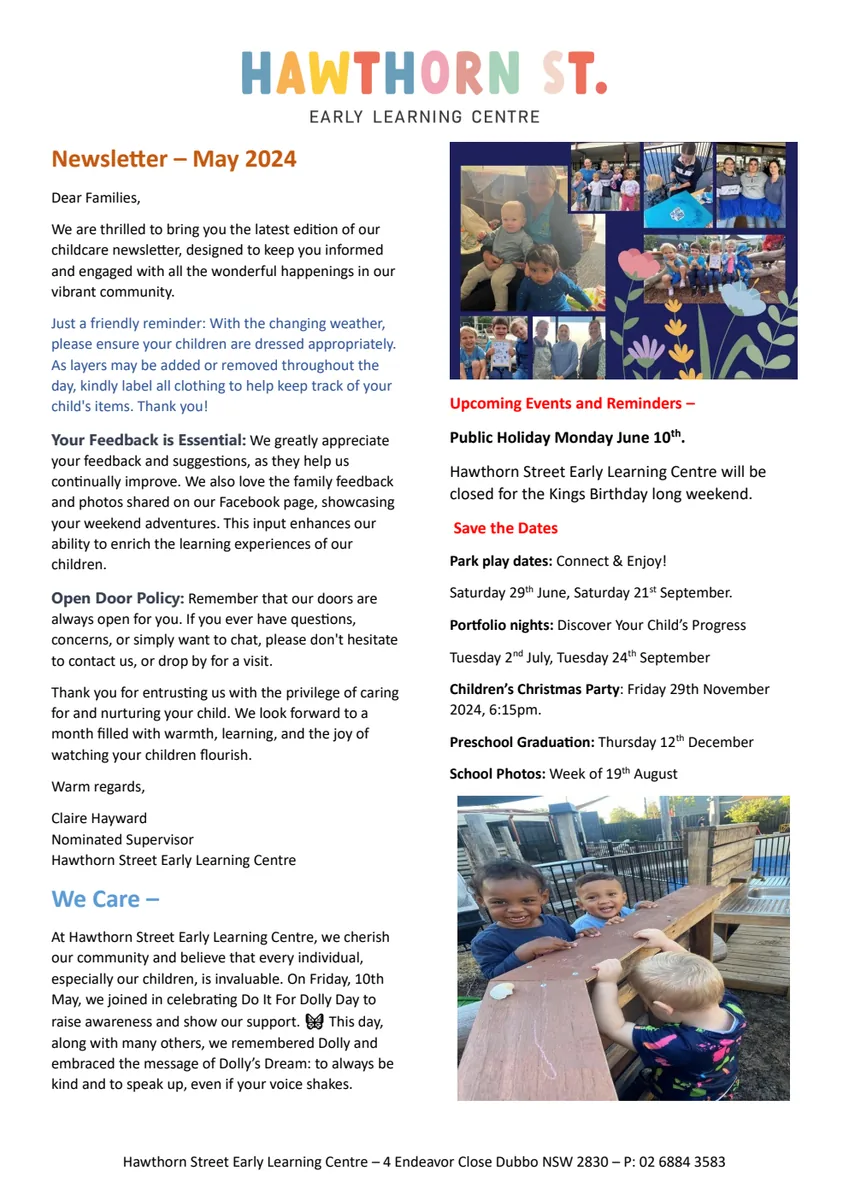 May 2024 Hawthorn Street newsletter cover