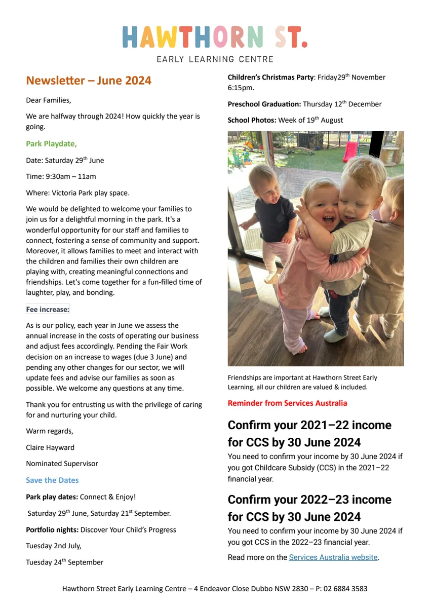 June 2024 Hawthorn Street newsletter cover
