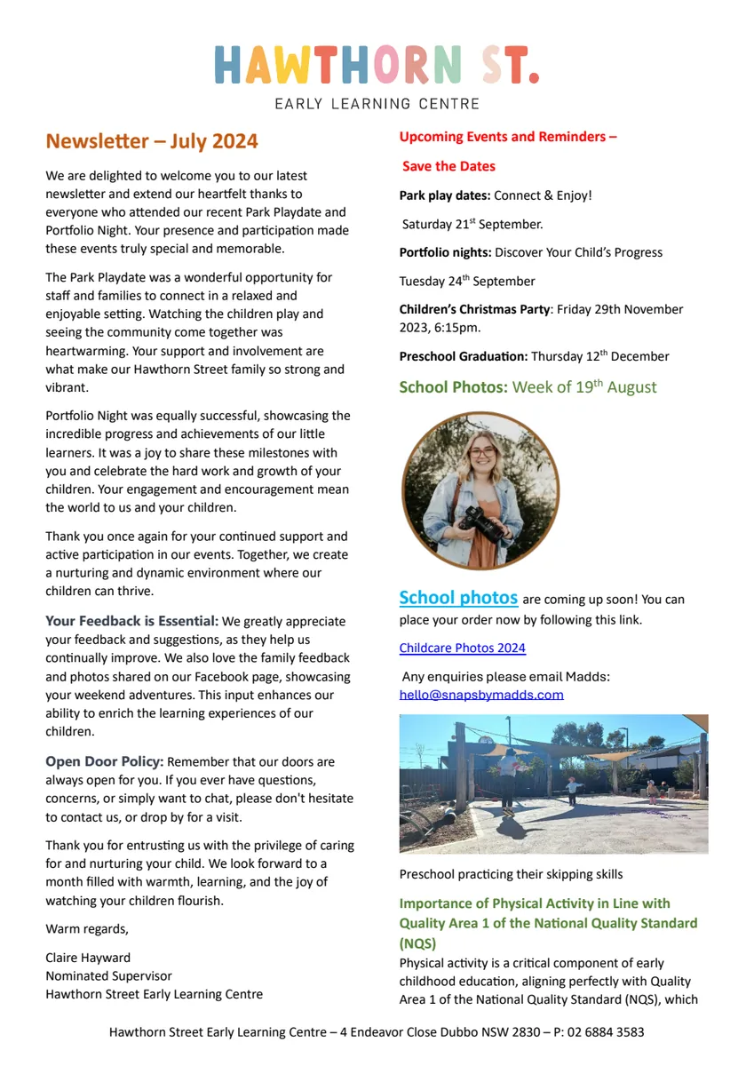 July 2024 Hawthorn Street newsletter cover