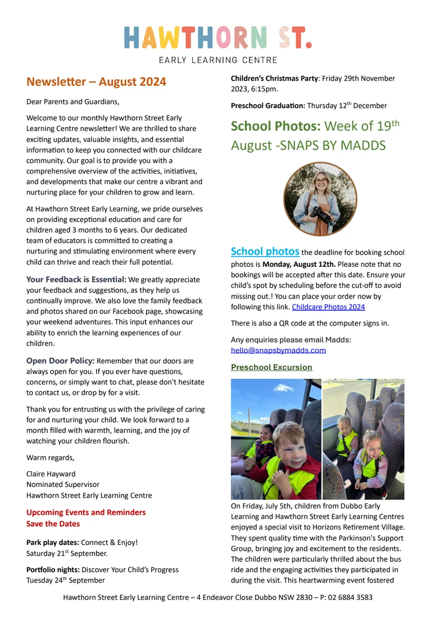 August 2024 Hawthorn Street newsletter cover
