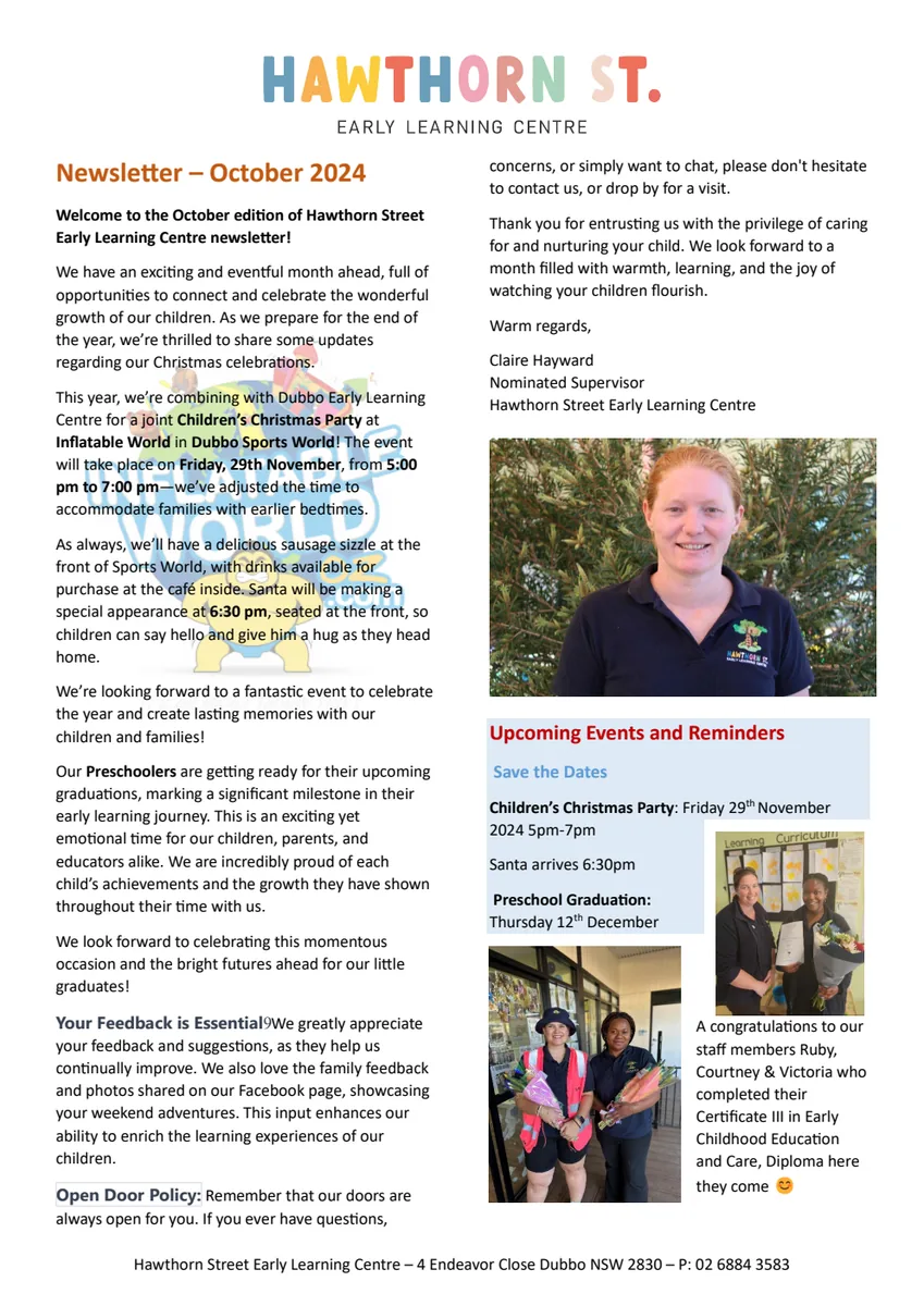 October 2024 Hawthorn Street newsletter cover