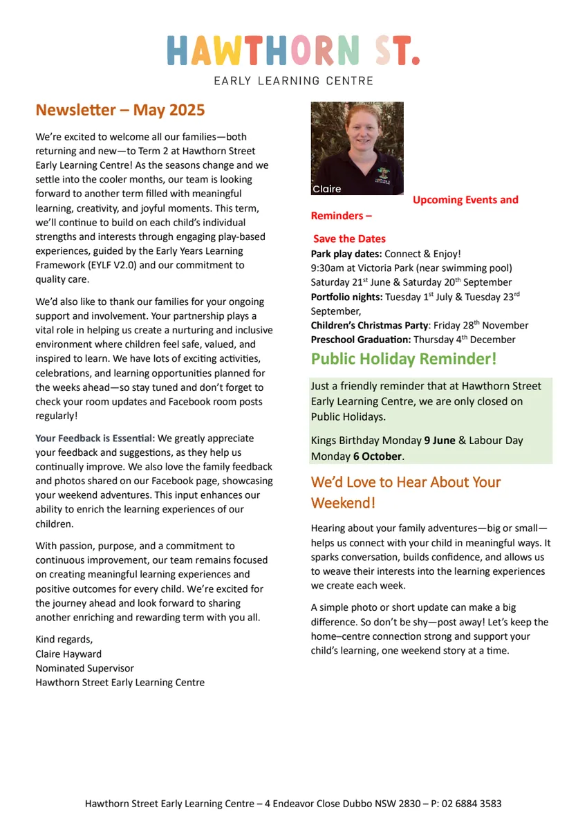 May 2025 Hawthorn Street newsletter cover