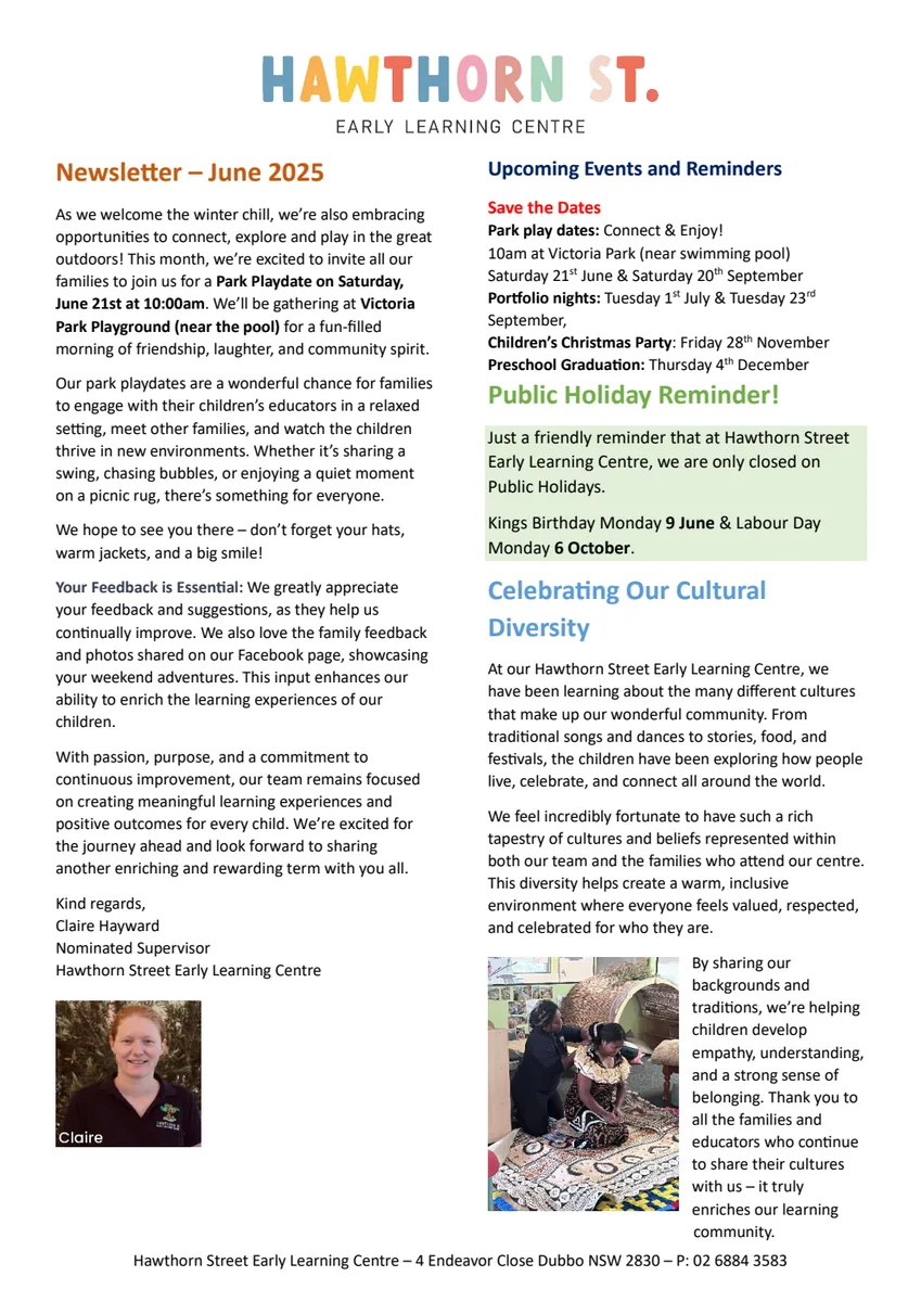 June 2025 Hawthorn Street newsletter cover