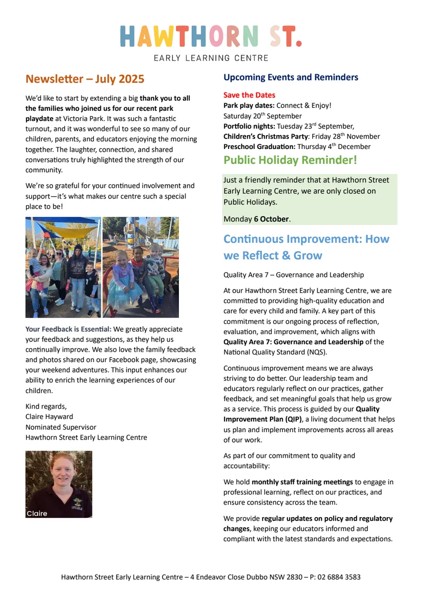 July 2025 Hawthorn Street newsletter cover