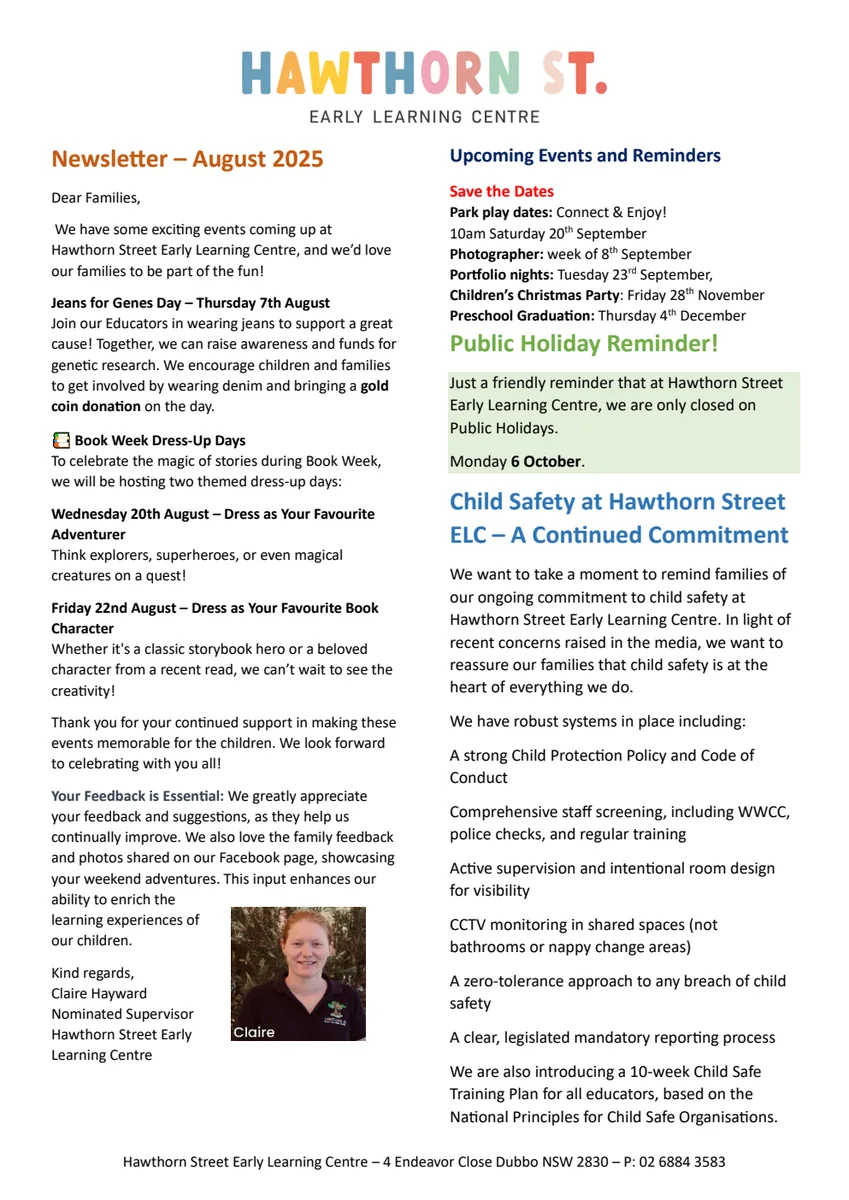 August 2025 Hawthorn Street newsletter cover