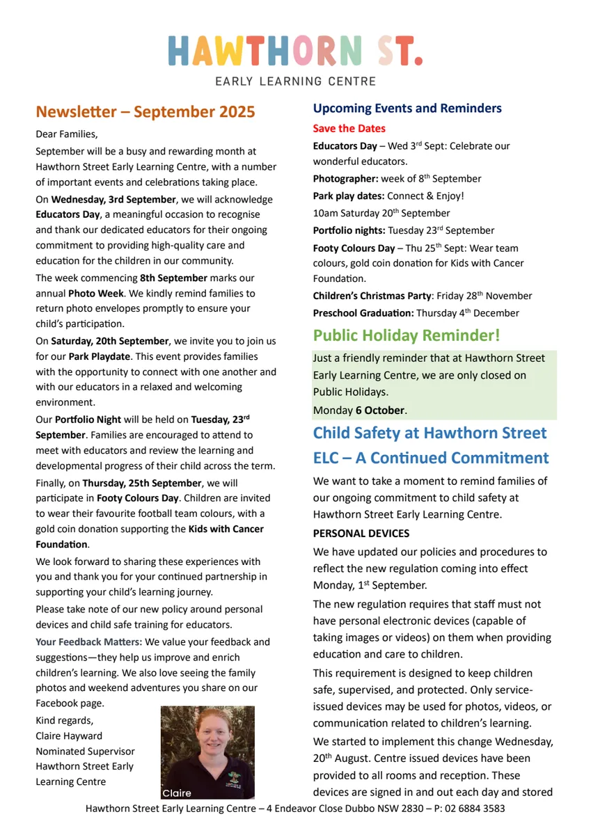 September 2025 Hawthorn Street newsletter cover