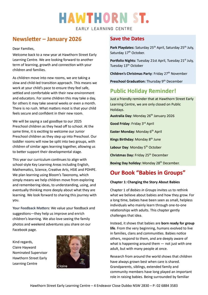 January 2026 Hawthorn Street newsletter cover