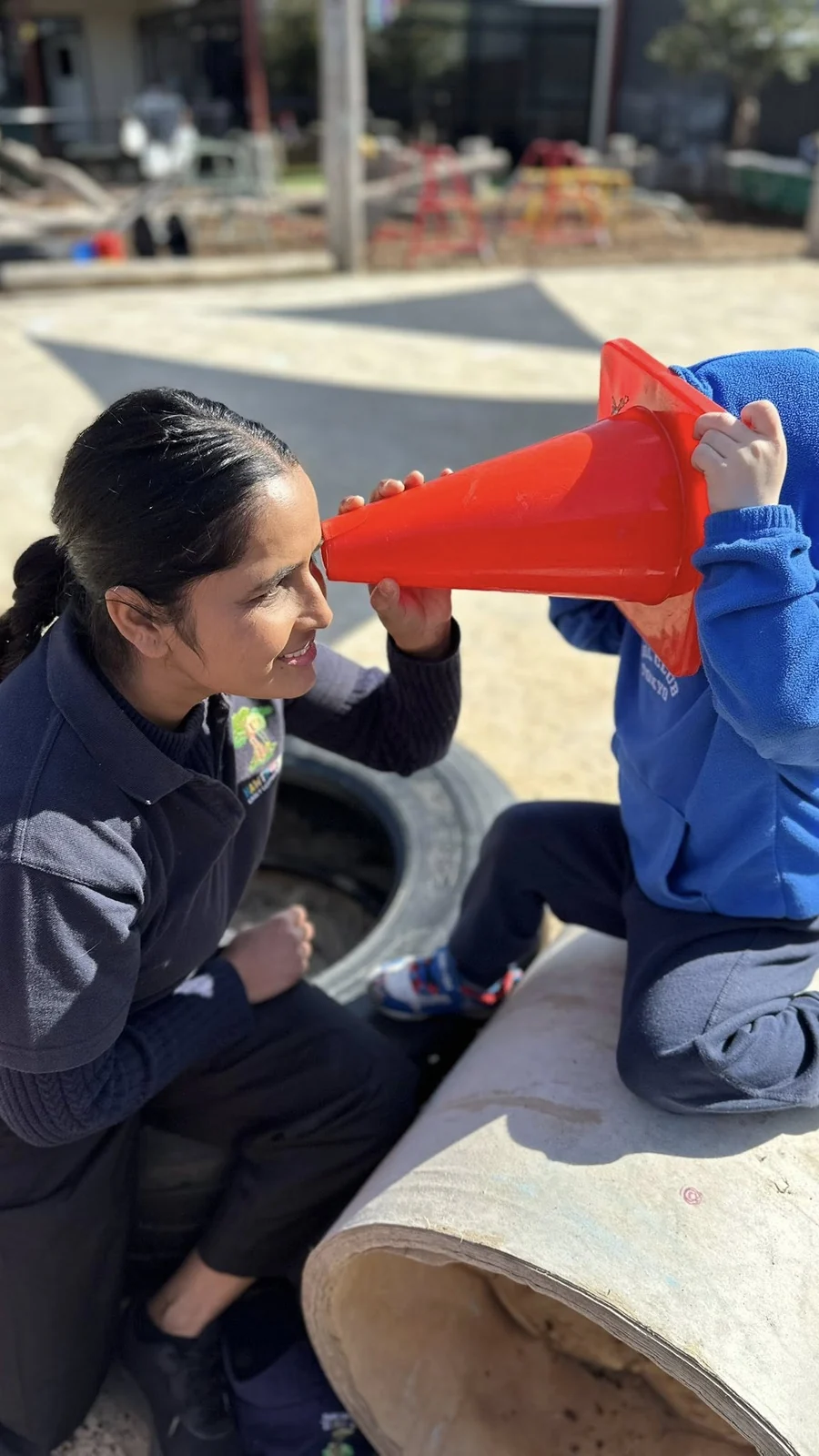 A child engaged in an early learning experience